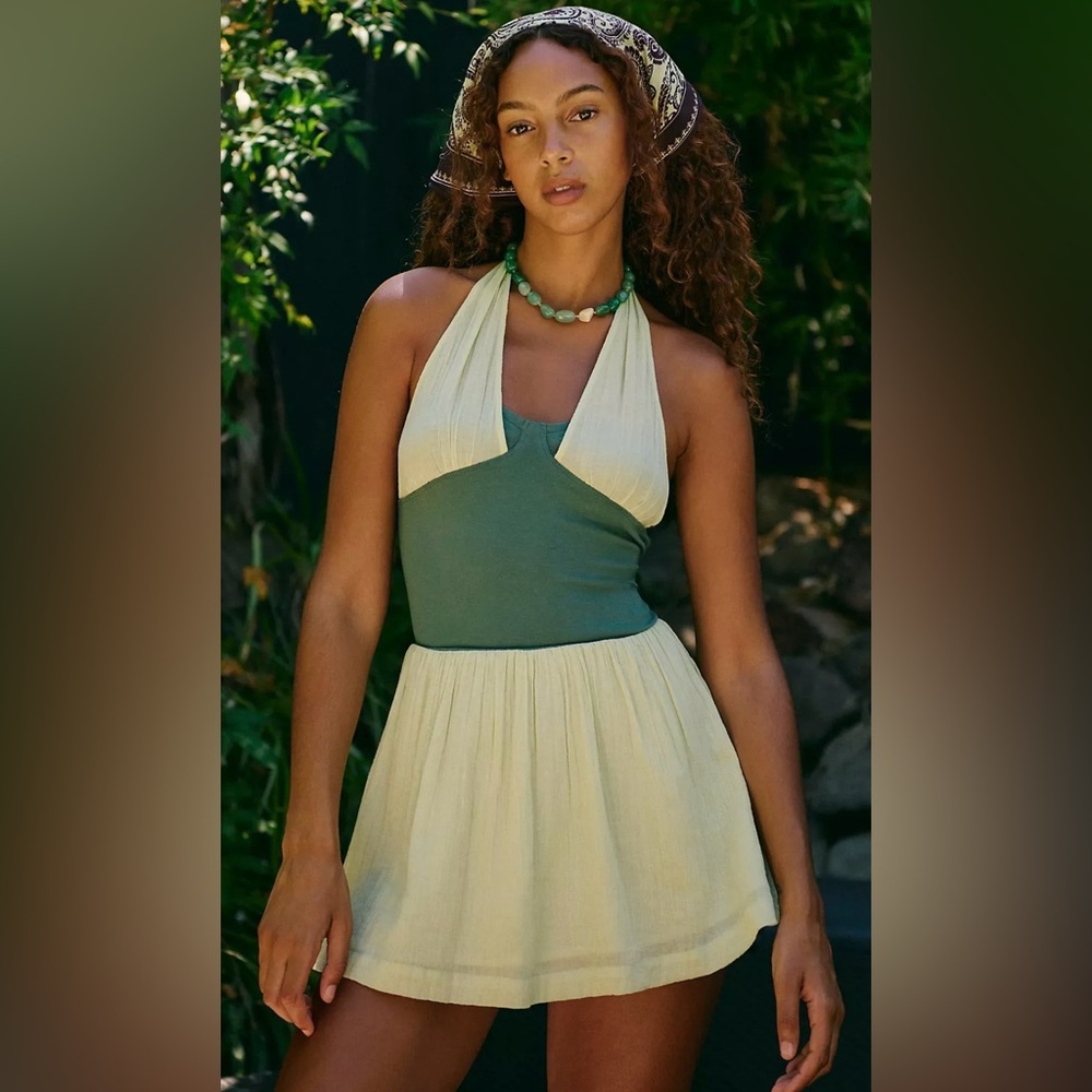 NEW! Free People Free-est Onda Drop Waist Mini in dark forest combo M